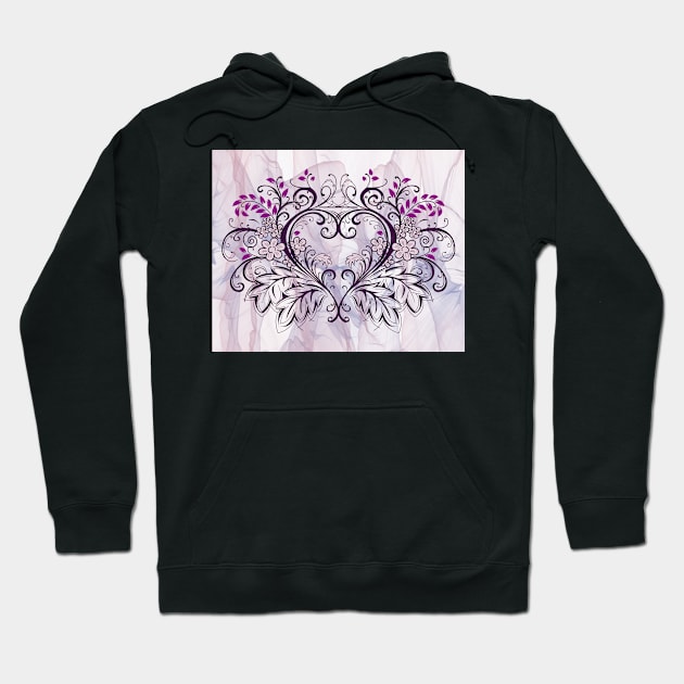 Purple Leaf Heart on Abstract Background Hoodie by allthumbs